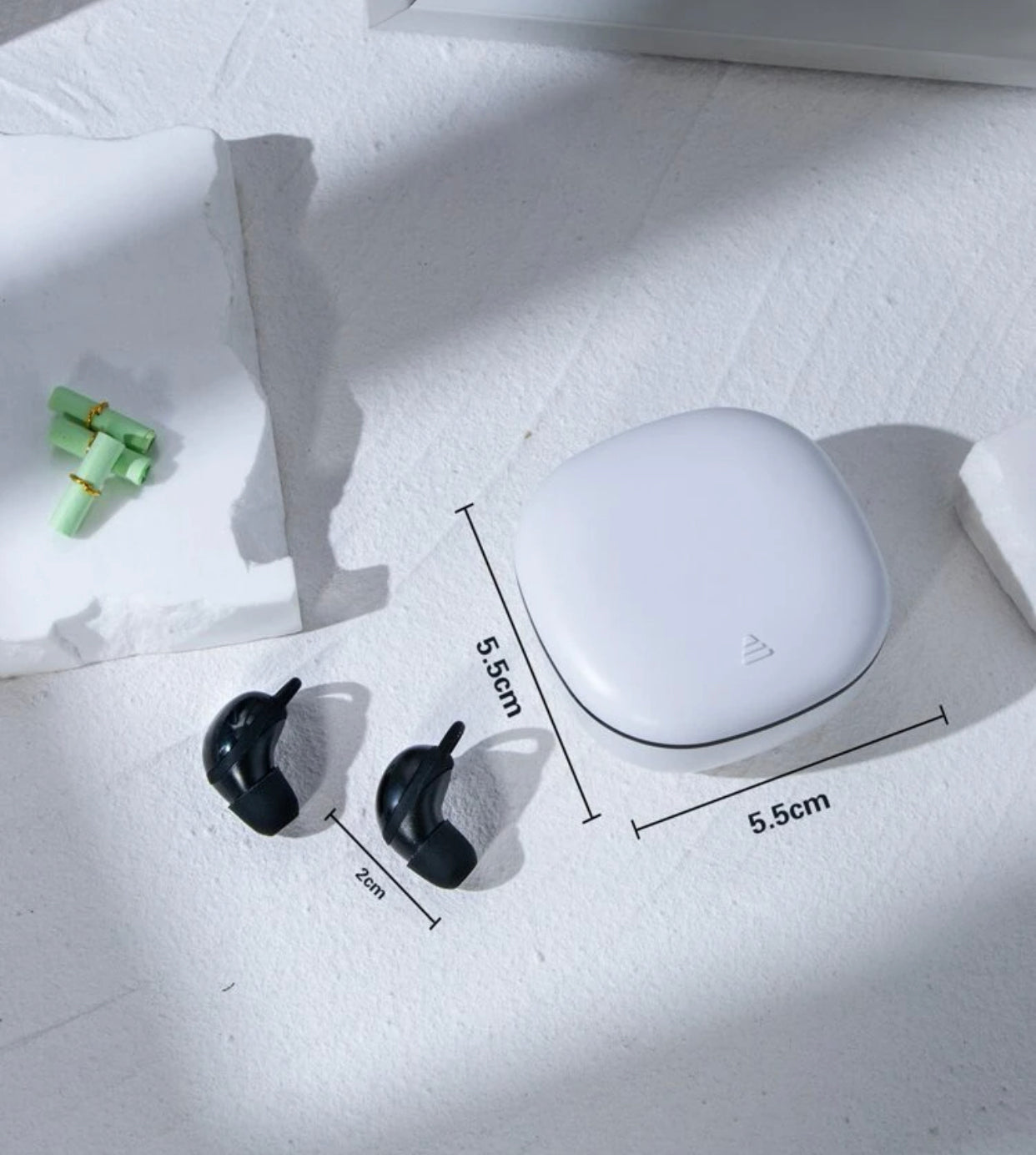 Minimalist wireless earbuds compatible with Bluetooth