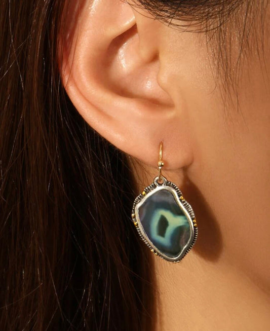 Irregular geode inspired metal decor dangle earrings - Christina’s unique boutique LLC