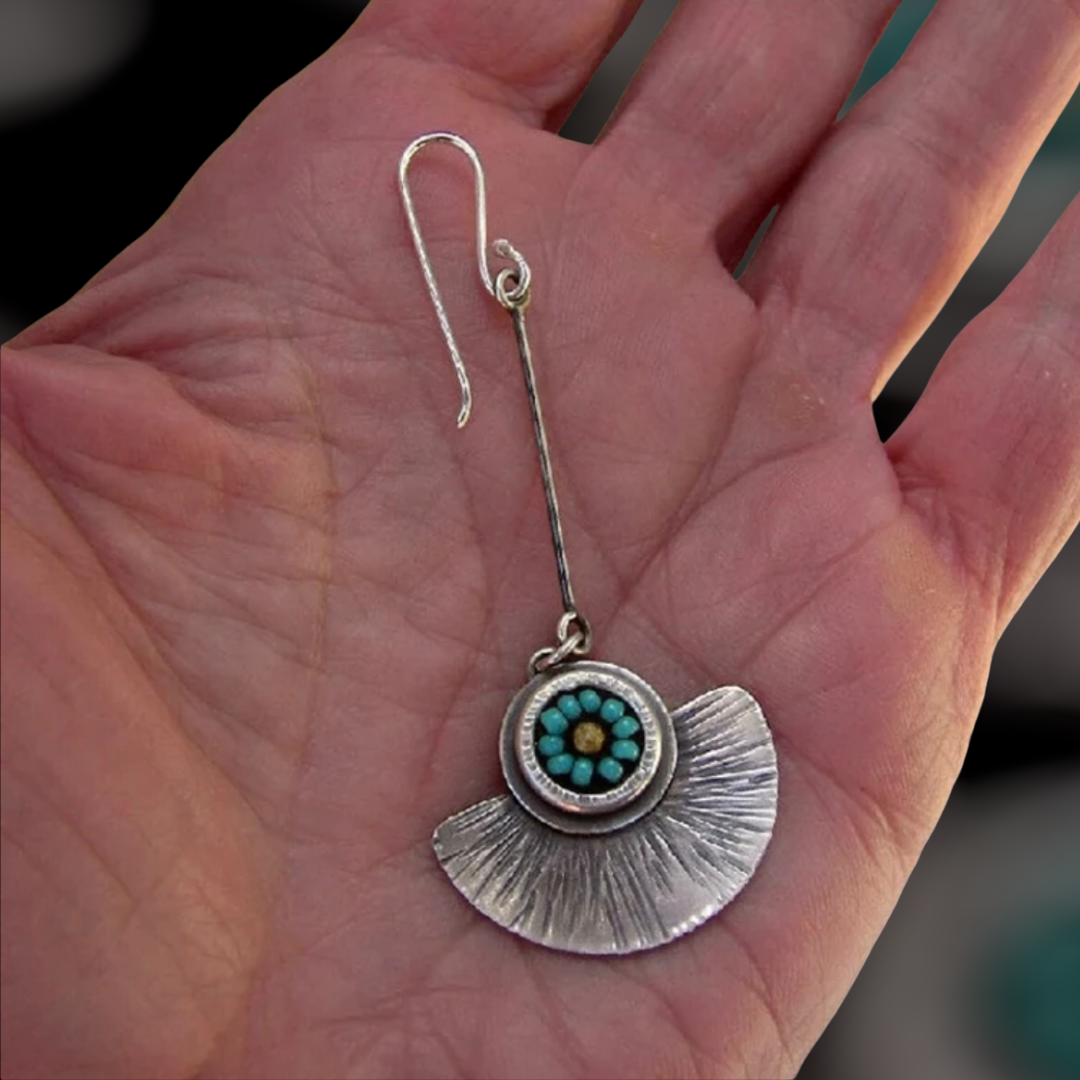 Boho Ethnic Semicircle Fan Shaped Earrings Tribal Jewelry