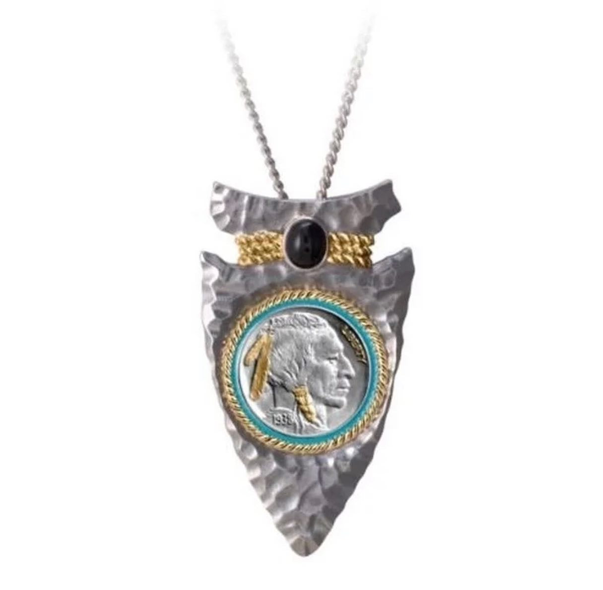 Men's retro exquisite Indian chief embossed arrow fashion pendant necklace