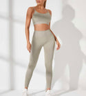 High stretch solid sports bra & wide band waist leggings