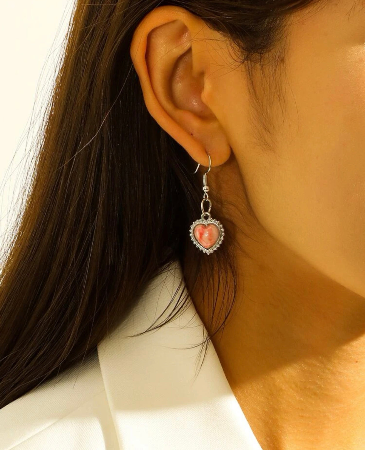 Heart design dangle earrings
