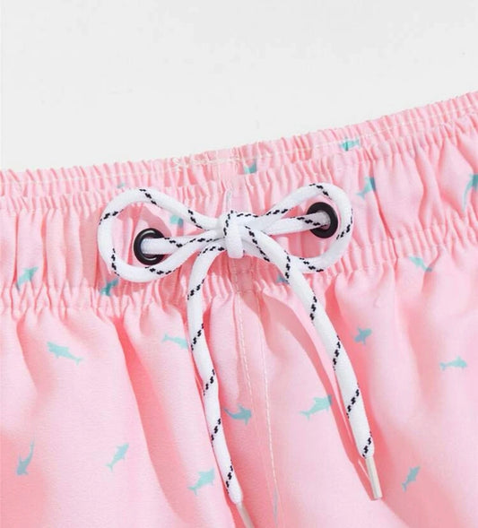 Men allover print drawstring swim trunks