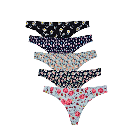 Seamless Thongs for Women No Show Thong Underwear Women 5 Pack