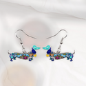 Blue Dachshund Dog Earrings