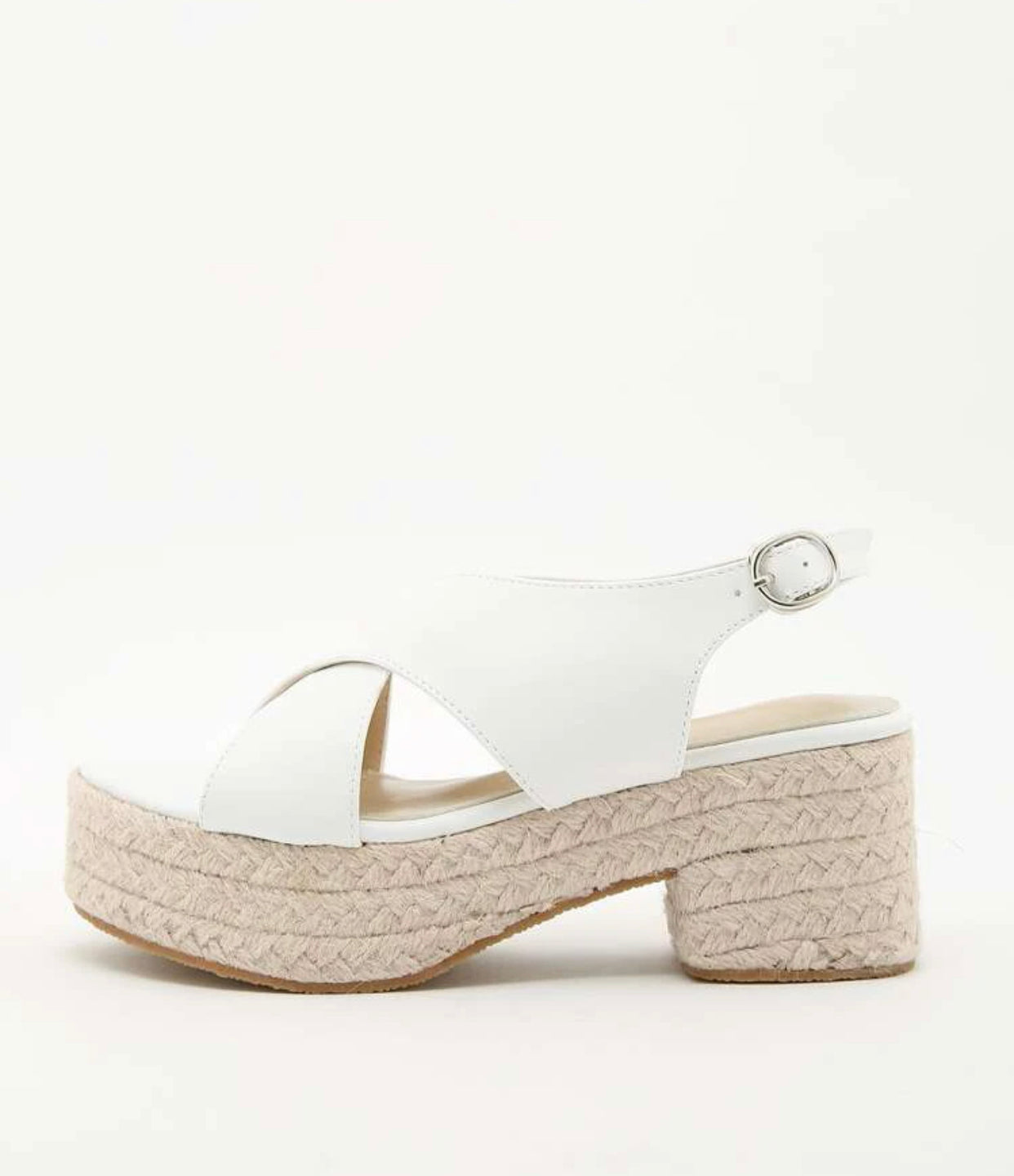 Buckle decor espadrille sling back wedge sandals