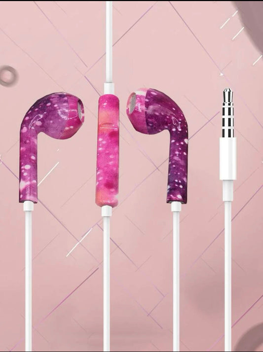 Watercolor pattern wired earphone