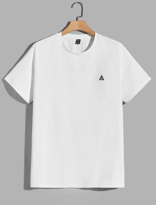 Extended sizes men music print patched pocket tee