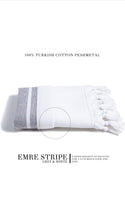 Towel Sheet in White with Grey Stripes