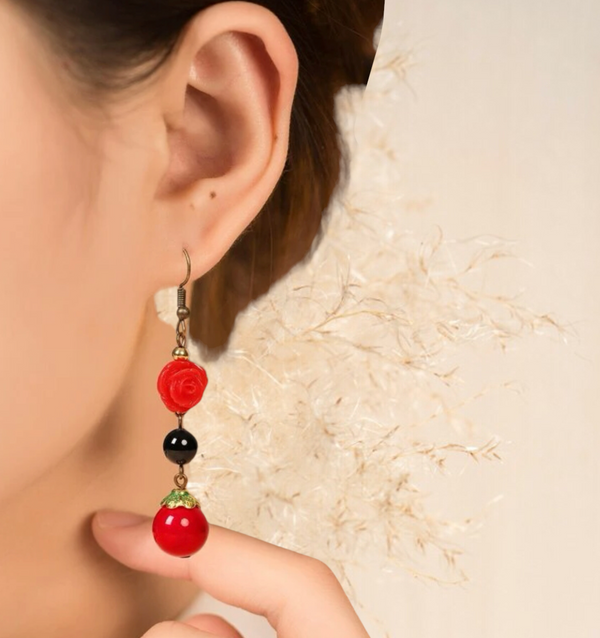 Flower decor drop earrings style#2