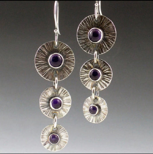 Fashion bohemian purple amethyst dangle earrings - Christina’s unique boutique LLC