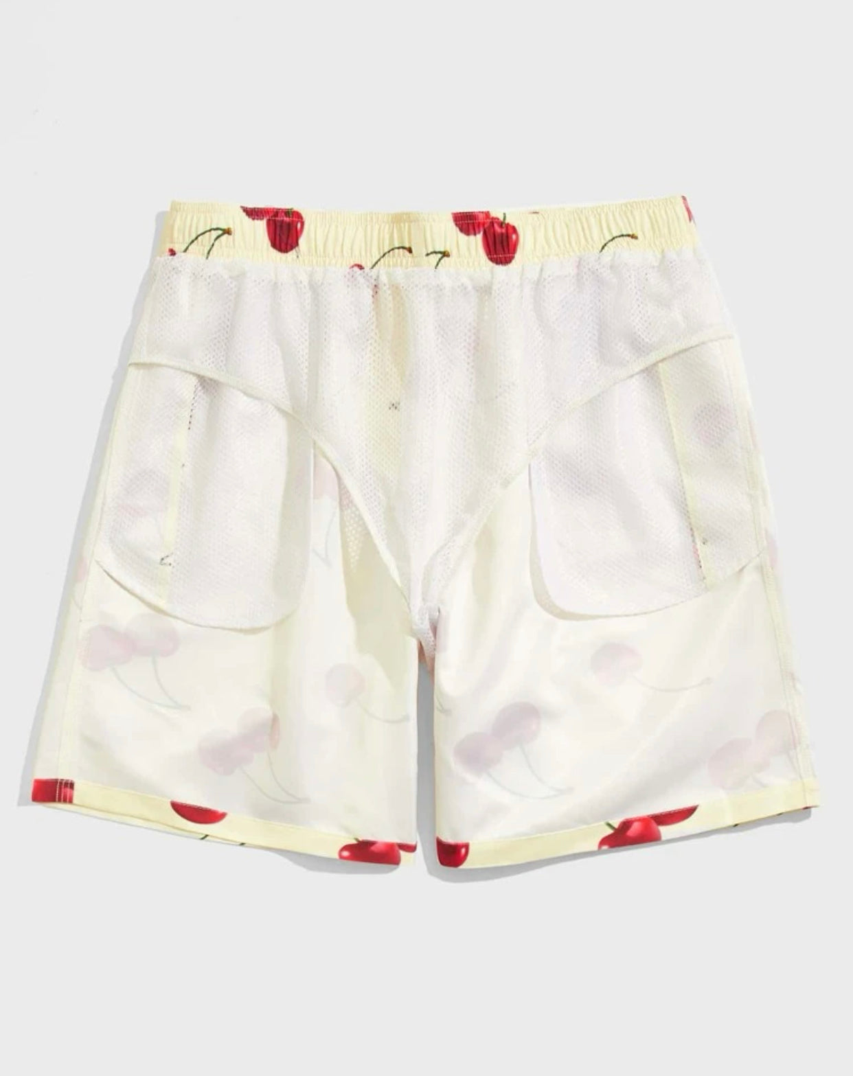 Men allover cherry print swim trunks