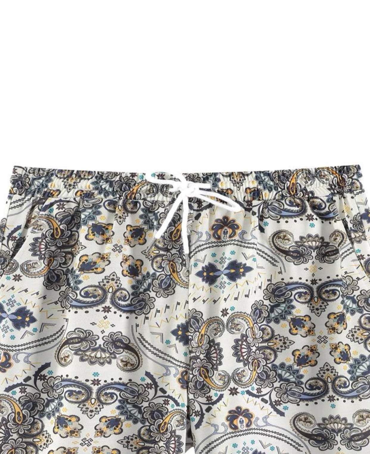 Men’s paisley print drawstring waist shorts