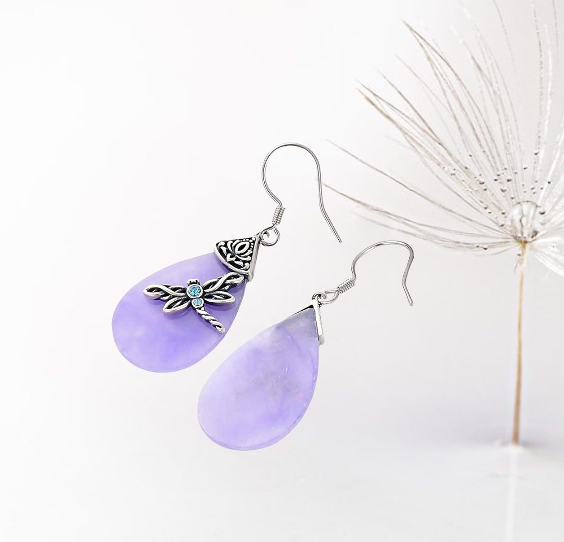 Sterling Silver Celtic Dragonfly Dangle Drop Earrings