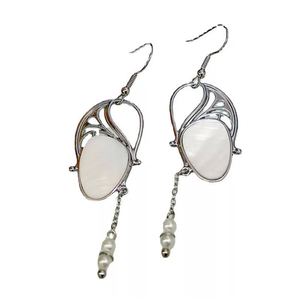 Creative white swan decor dangle earrings