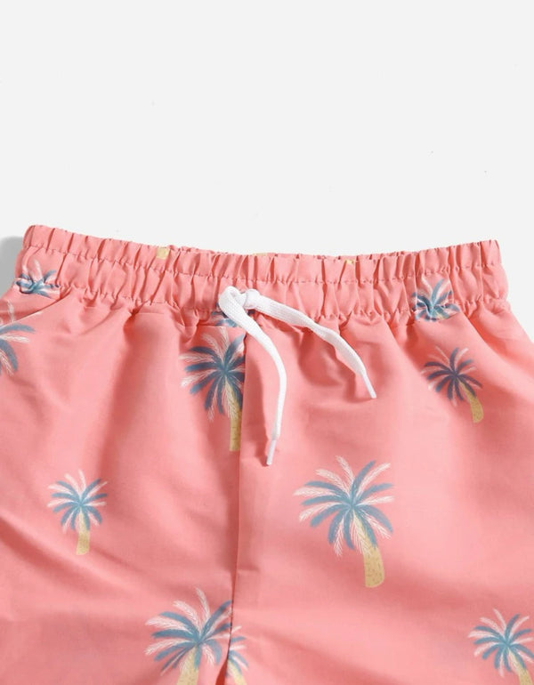 Boys Palm Tree Print Swim Shorts