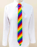 Rainbow striped print tie