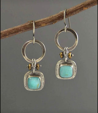 Round decor turquoise drop earrings. - Christina’s unique boutique LLC