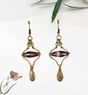 Gemstone decor purple stone dangle earrings