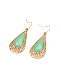 Light green decor water drop style dangle earrings