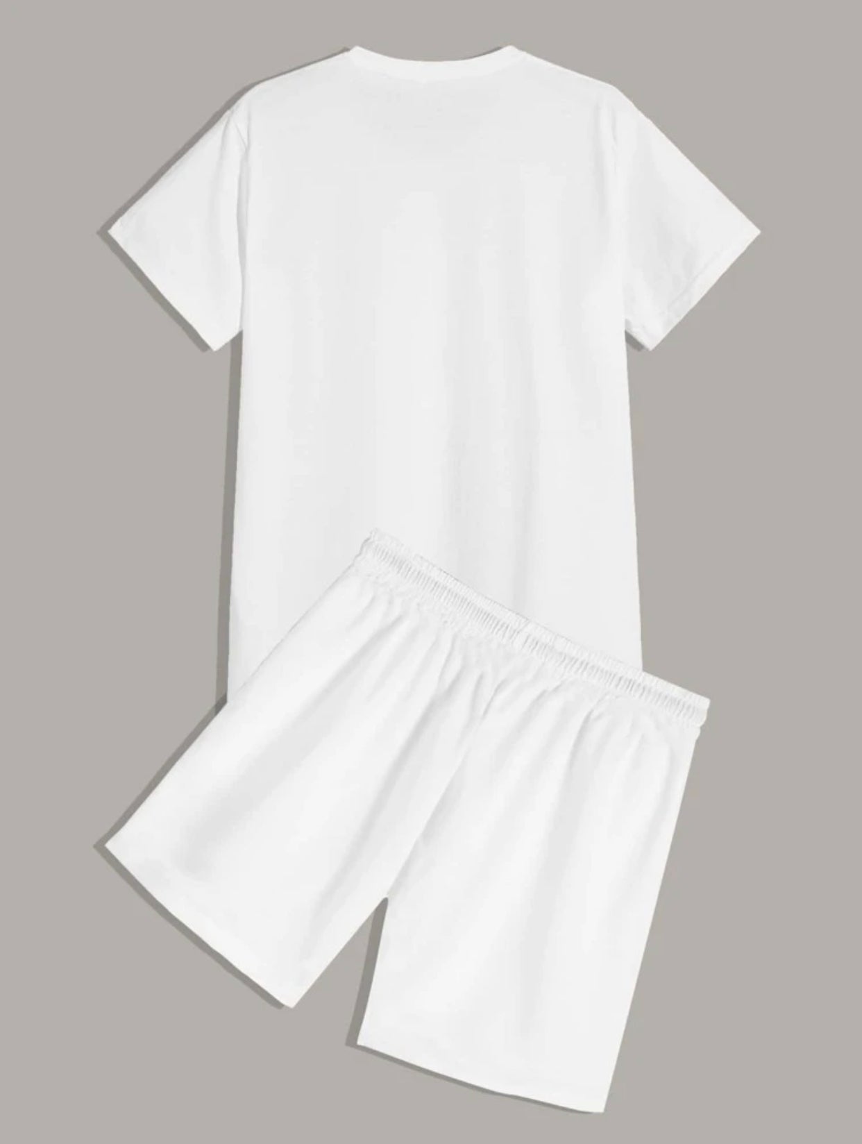 Guys letter floral graphic tee and graphic tee and drawstring shorts