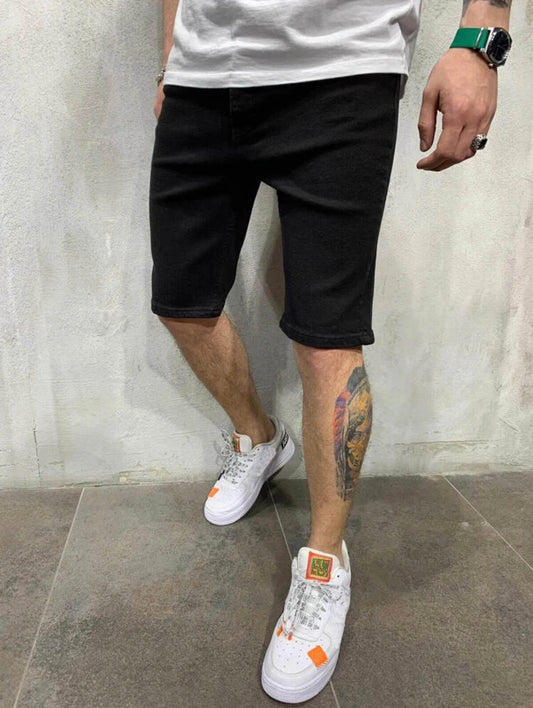 Men’s solid straight leg denim shorts