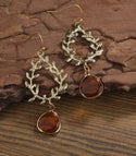 Leaf design drop earrings