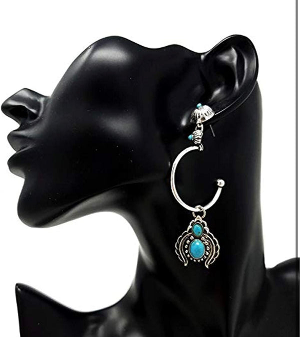 Western Turquoise Squash Blossom Dangling post Earrings Navajo - Christina’s unique boutique LLC