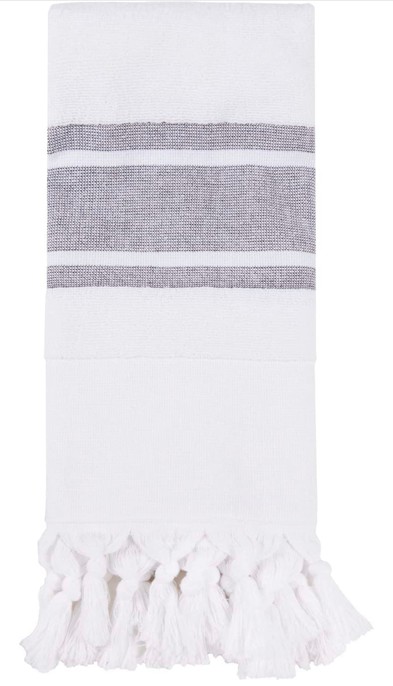 Towel Sheet in White with Grey Stripes