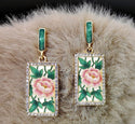 Rose Print Enamel Drop Earrings