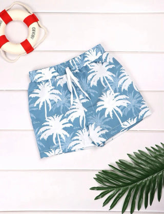 Buy blue-and-white Boys Coconut Print Swim Shorts