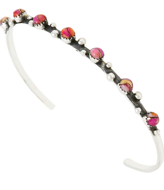 Plum Spiny Bracelet Sterling Silver 925 Genuine Turquoise Stackable Bracelet