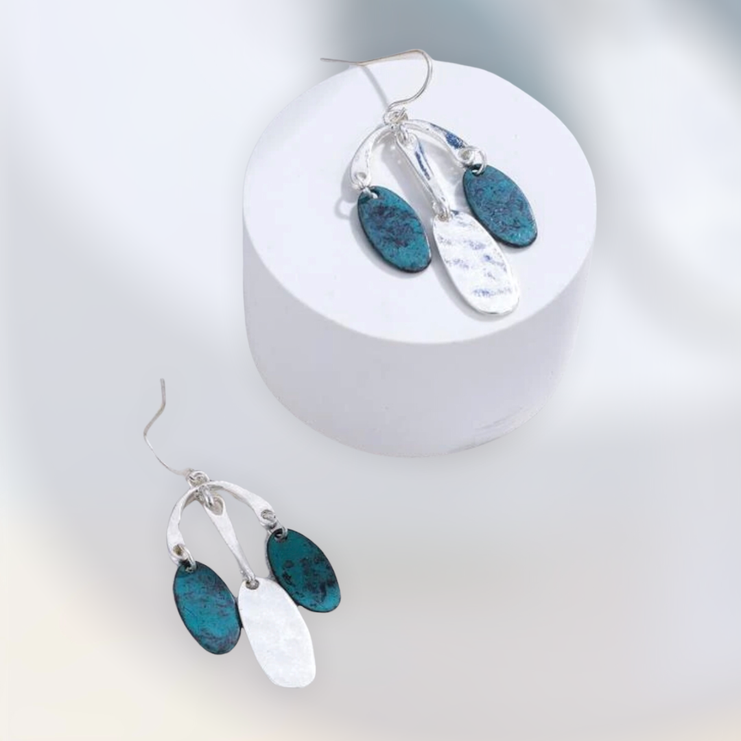 Stunning turquoise and silver decor dangle earrings