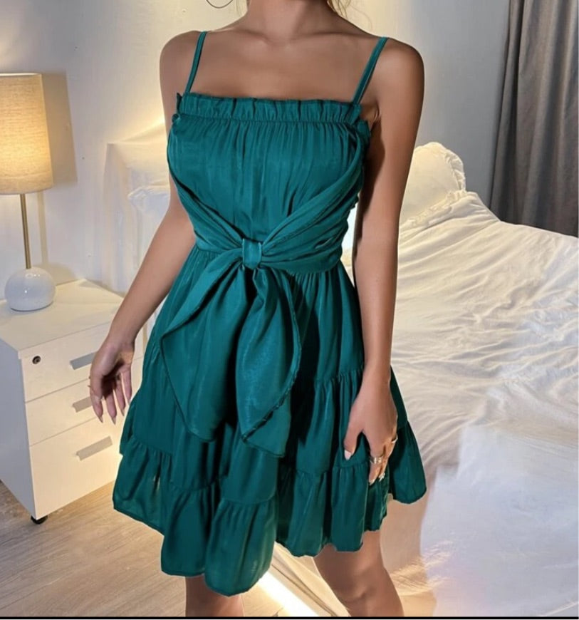 PETITE Solid Tie Front Cami Dress