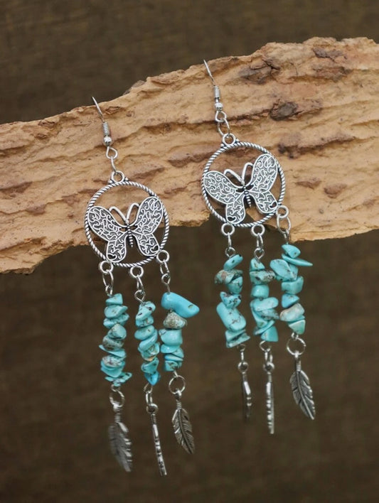 Butterfly decor dangle earrings