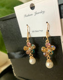 Colorful and feminine floral and floral self decor dangle earrings