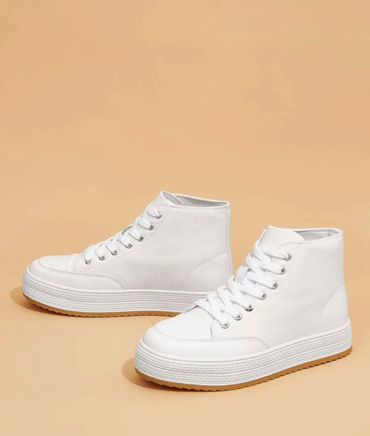 Minimalist high top lace-up front canvas shoes