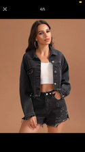 Solid raw hem shoulder denim jacket - Christina’s unique boutique LLC