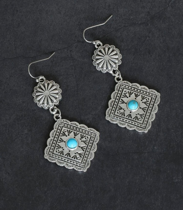 Turquoise decor geometric drop earrings