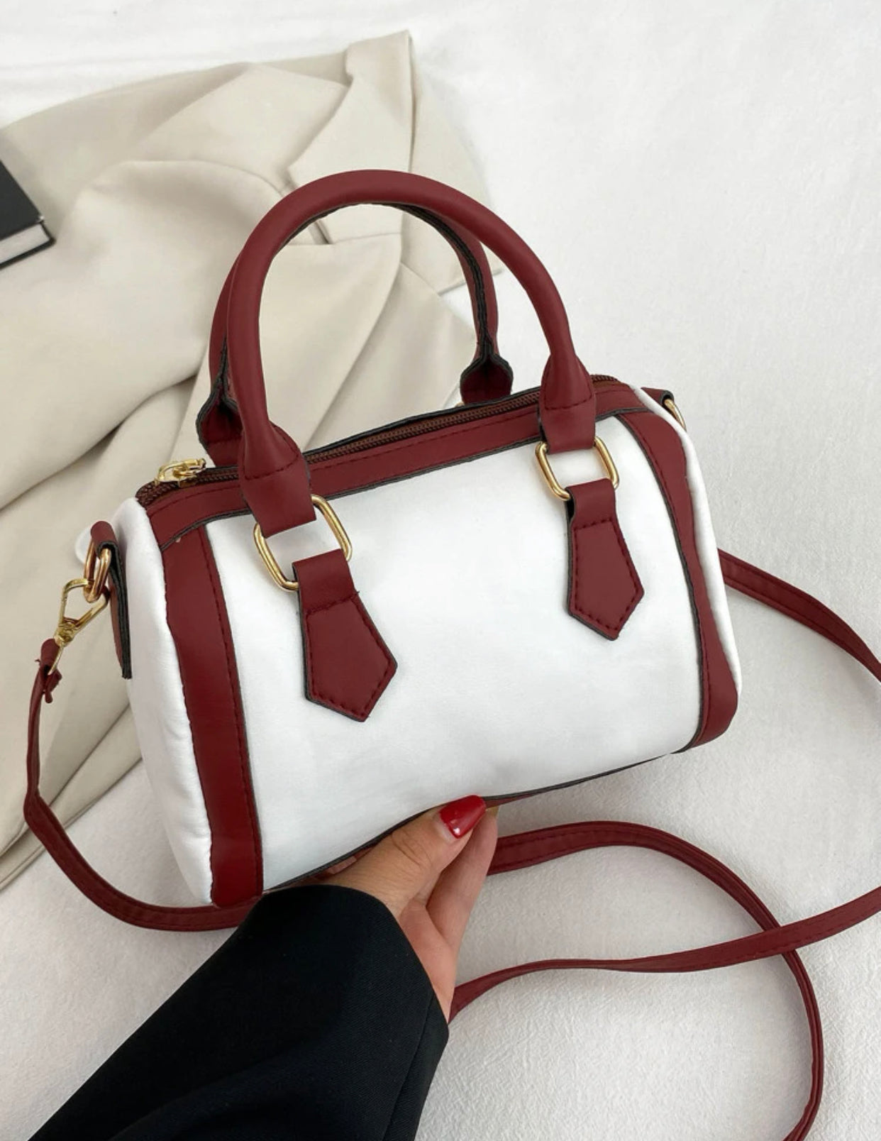 Mini two tone Boston bag