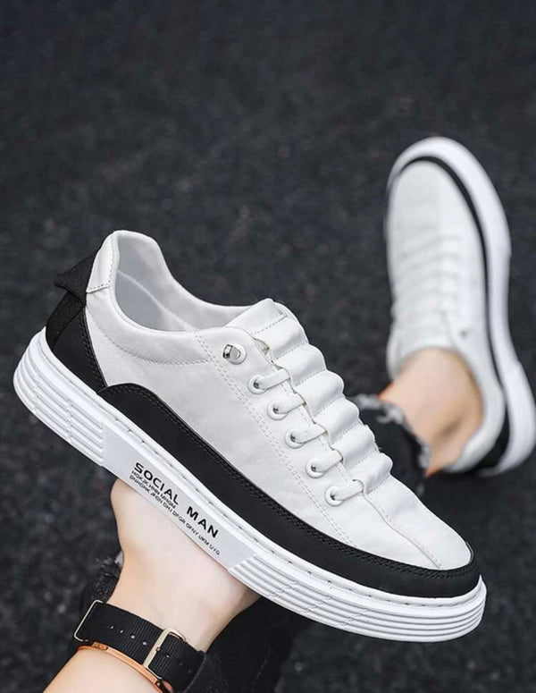 Men’s two tone lace-up front canvas shoes