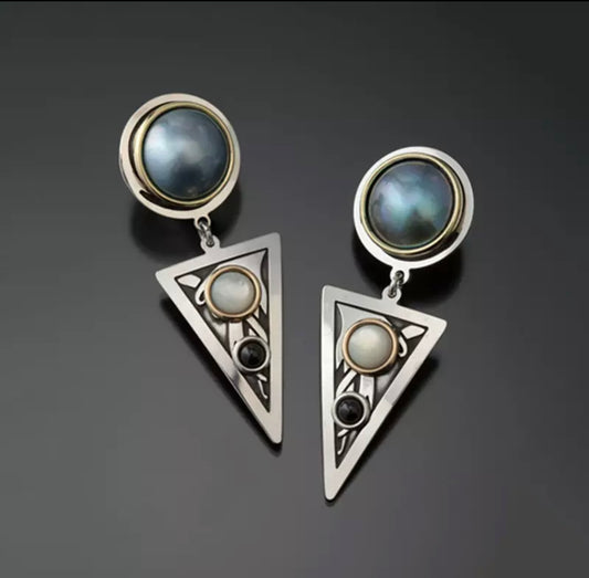 Tribal Triangle Stone Earrings