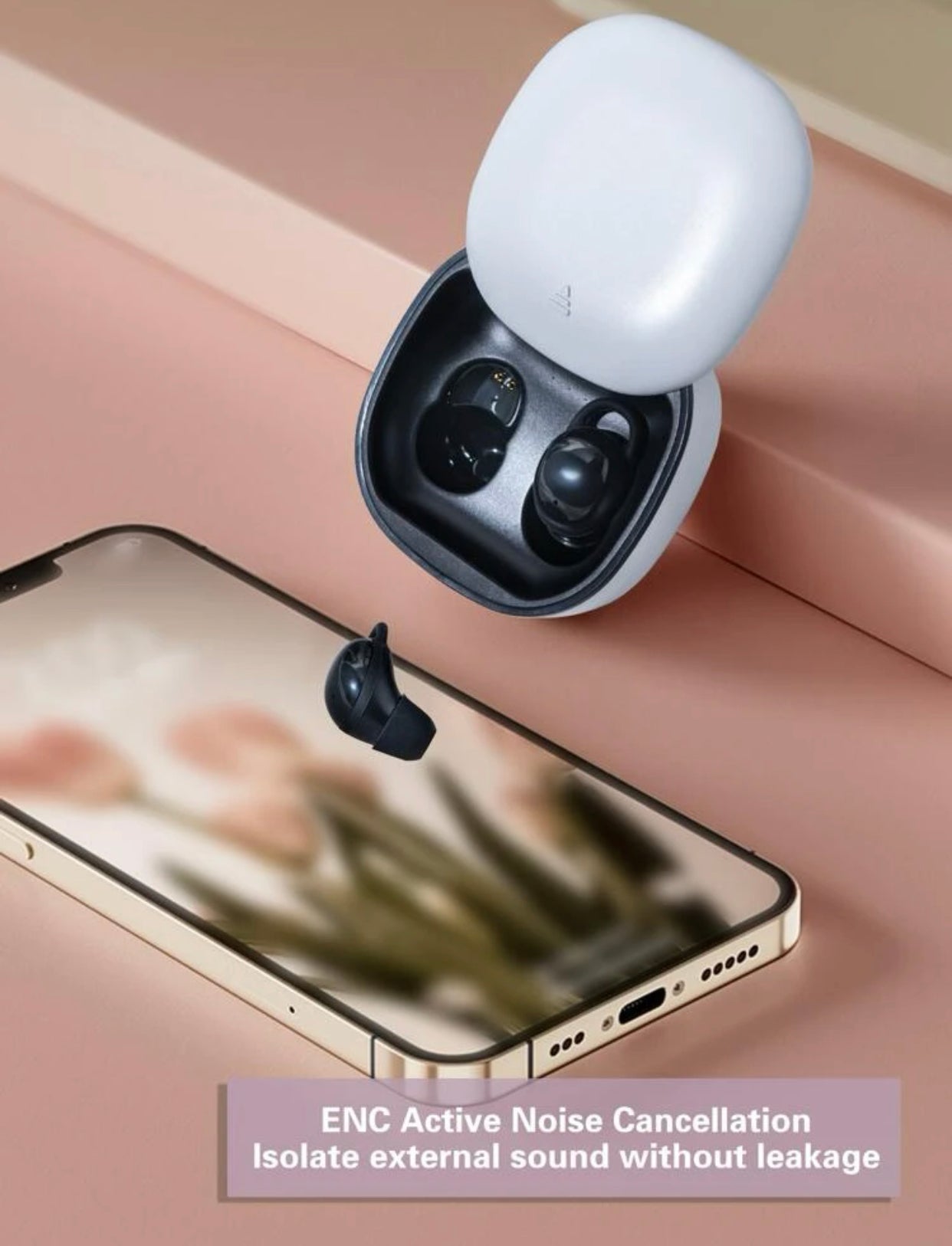 Minimalist wireless earbuds compatible with Bluetooth