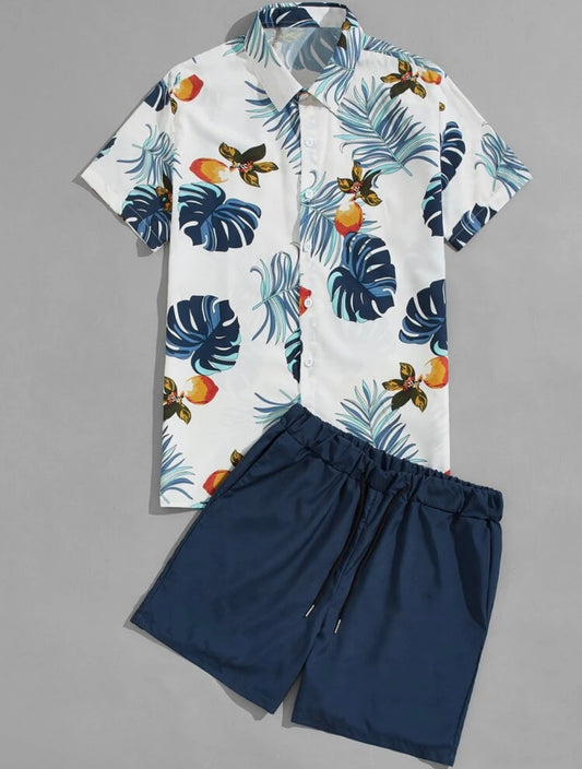 Men’s tropical print shirt and shorts set - Christina’s unique boutique LLC