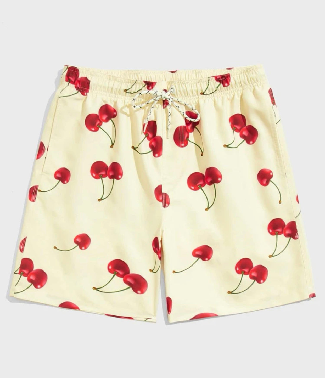 Men allover cherry print swim trunks