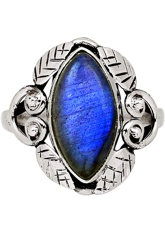 Southwestern Style - Labradorite - Madagascar 925 Sterling Silver Ring. Size 9.