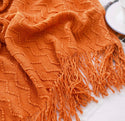 Burnt Orange Throw Blanket. Lightweight Textured Solid Fall Decor Throw, 50