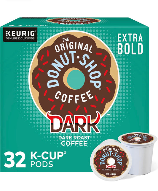 The Original Donut Shop Dark Coffee, Keurig Single-Serve K-Cup Pods, Dark Roast, 32 Count