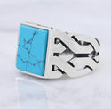 Mens Silver Ring with Turquoise Stone 925 Sterling Silver Turkish Handmade Jewelry Men's Rings