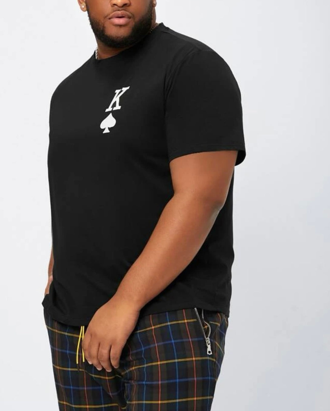 Extended sizes men playing card print tee